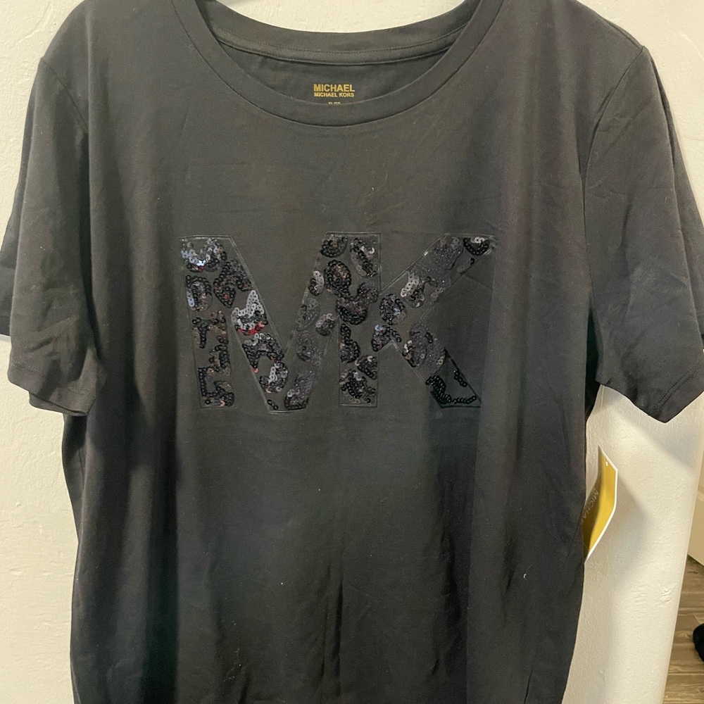 Michael Kors Black Short Sleeve Tee with Logo
